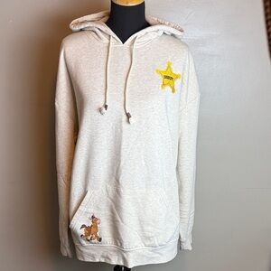 Pixar Toy Story Woody Oatmeal Heather Hoodie w Sheriff Badge & Bullseye Horse XL